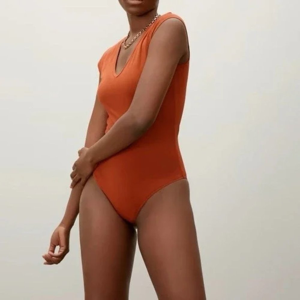 Everlane The V-Neck Ballet Bodysuit, Size Small